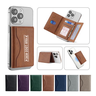 Magnetic Leather Wallet Phone Stand