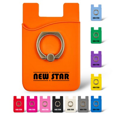 Silicone Smart Phone Wallet with Ring Stand